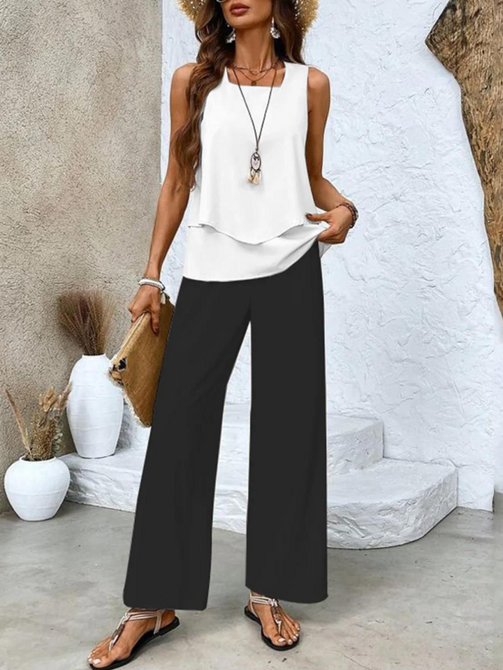ChicTwo Co-Ord Set | Women's Sleeveless Wide Leg