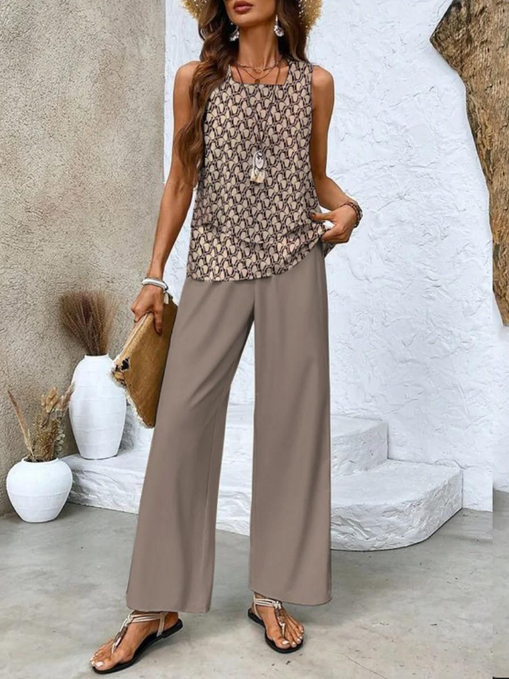 ChicTwo Co-Ord Set | Women's Sleeveless Wide Leg
