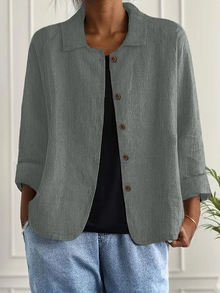 Women's Light Button Front Top | 3/4 Sleeve