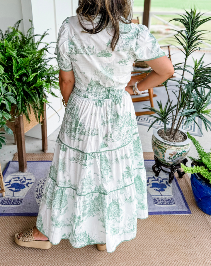 Women’s Classic Toile Tiered Maxi Dress
