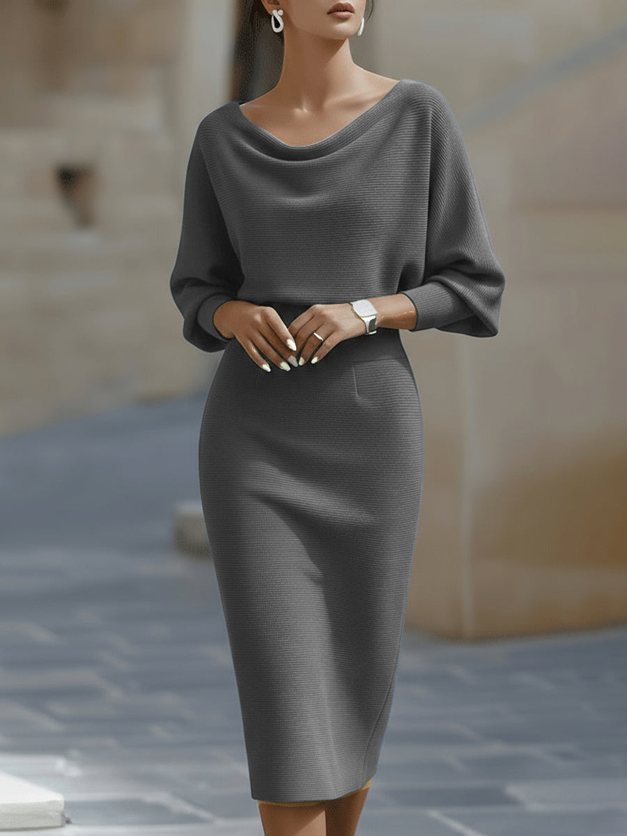 Women's Elegant Cowl Midi Dress