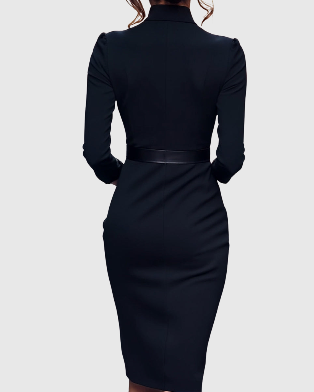 Refined Elegant Pencil Dress | Belted V Neck