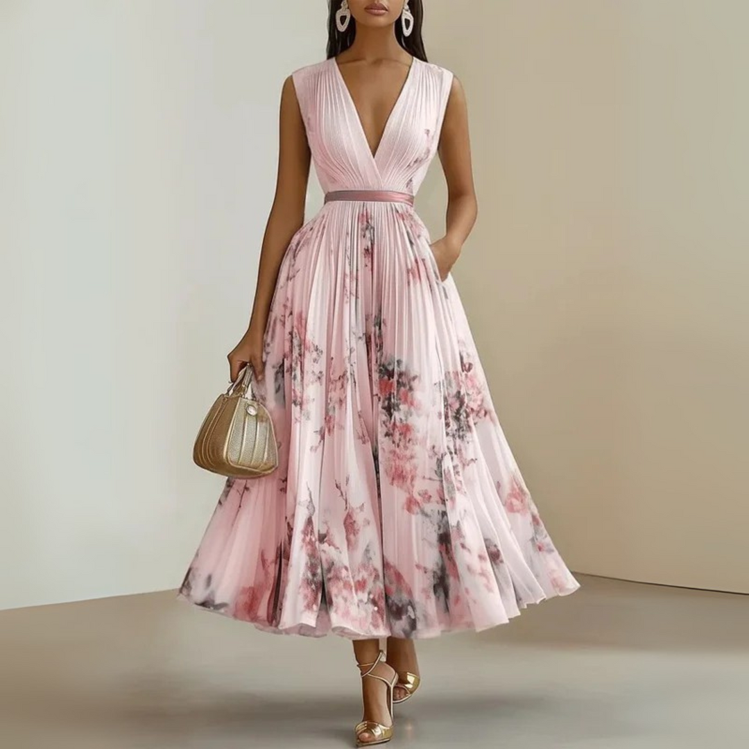Women's Floral Midi Dress | Flowy Sleeveless