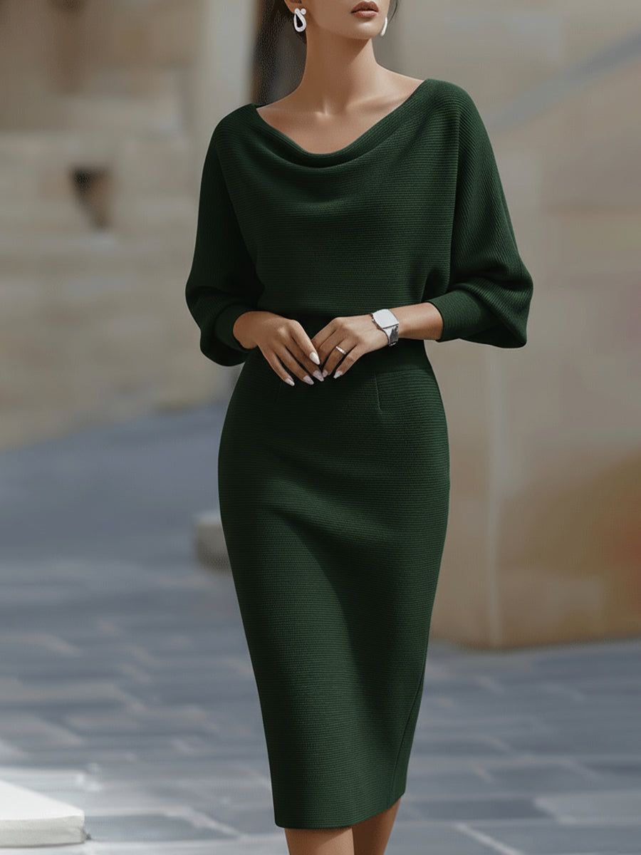 Women's Elegant Cowl Midi Dress