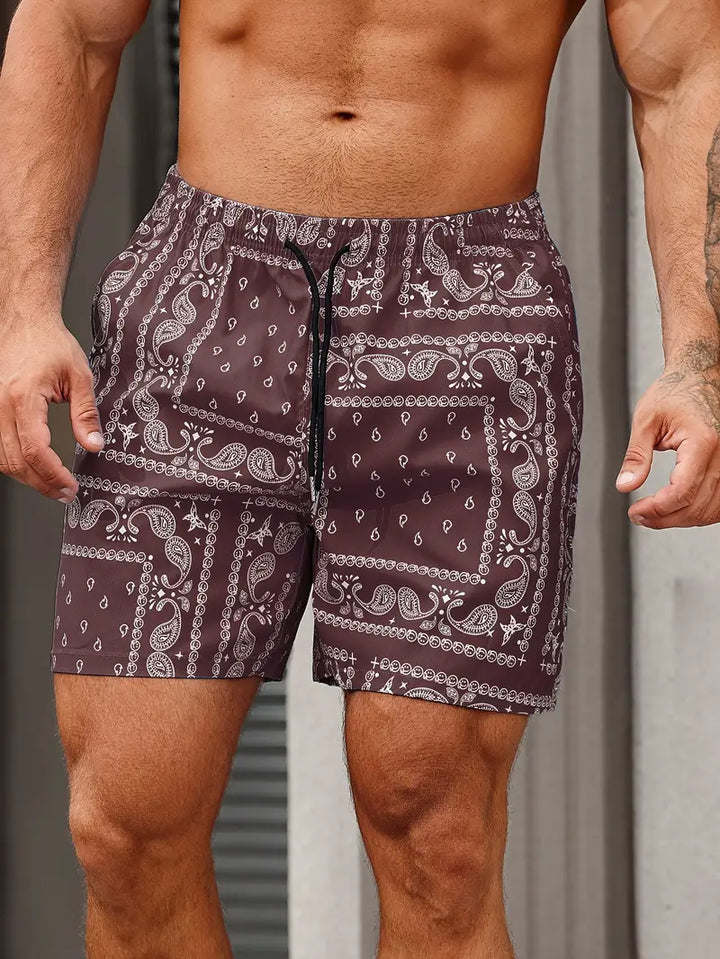 Men's Comfortable Bandana Print Swim Shorts