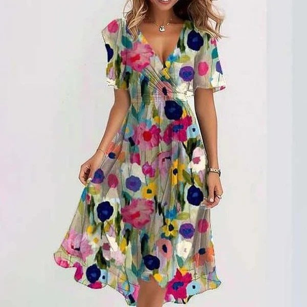 Women's Wrap Flutter Sleeve Elegant Midi Dress
