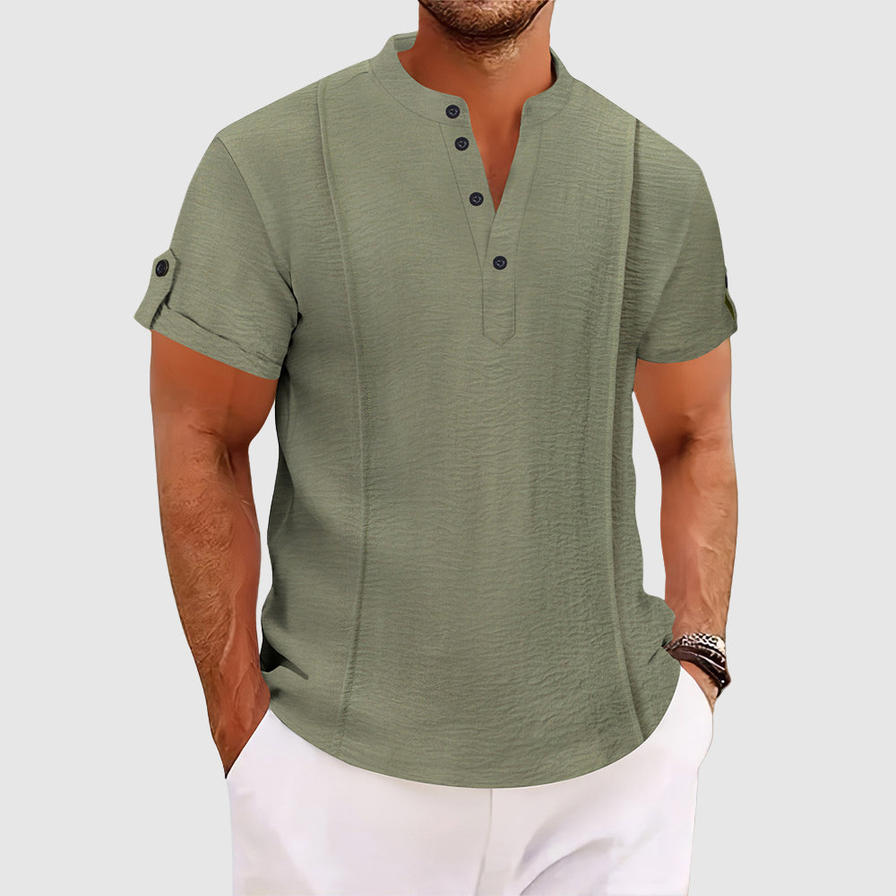 Polo Shirt | Men's Short Sleeve Grandad Collar