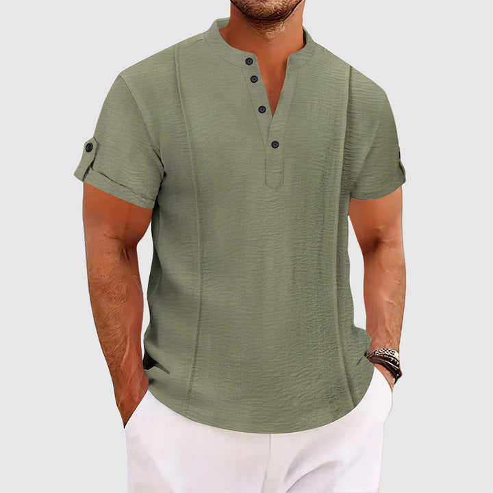 Polo Shirt | Men's Short Sleeve Grandad Collar