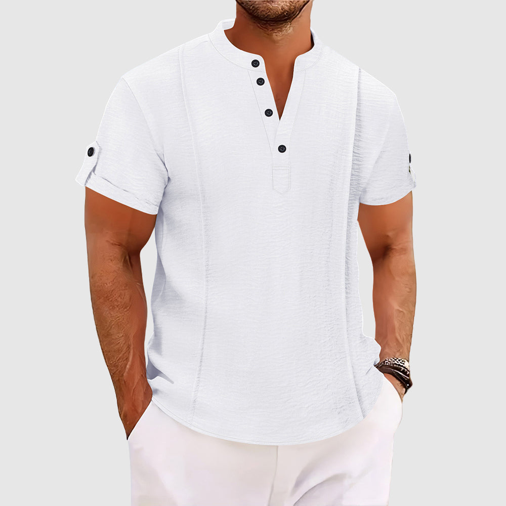 Polo Shirt | Men's Short Sleeve Grandad Collar
