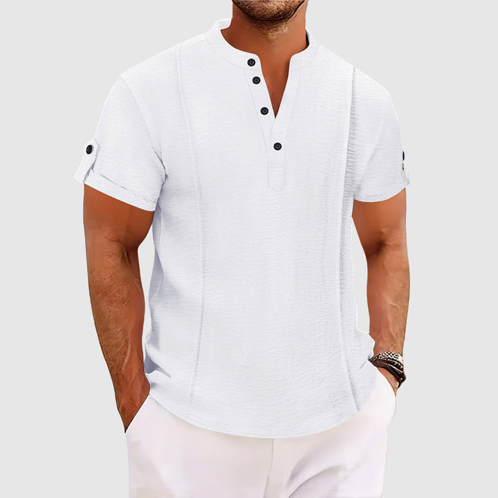 Polo Shirt | Men's Short Sleeve Grandad Collar