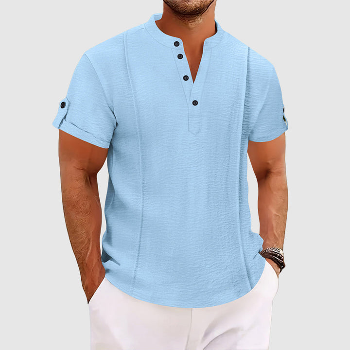 Polo Shirt | Men's Short Sleeve Grandad Collar