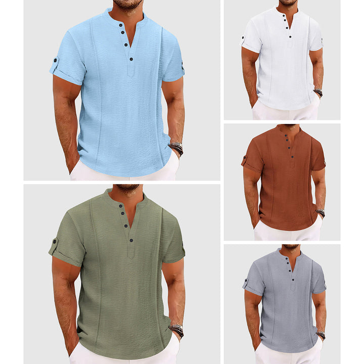Polo Shirt | Men's Short Sleeve Grandad Collar