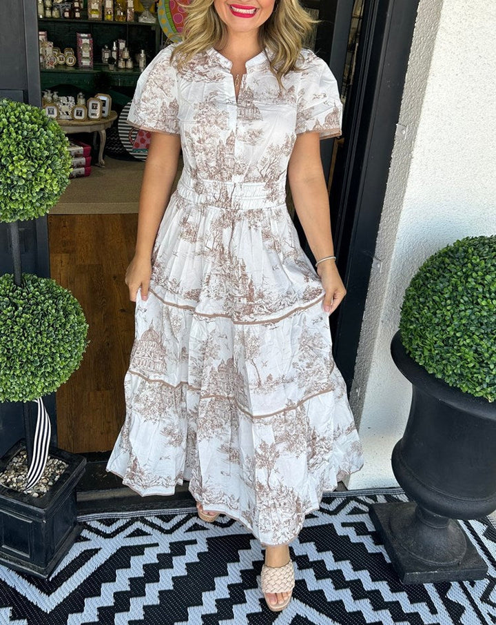 Women’s Classic Toile Tiered Maxi Dress