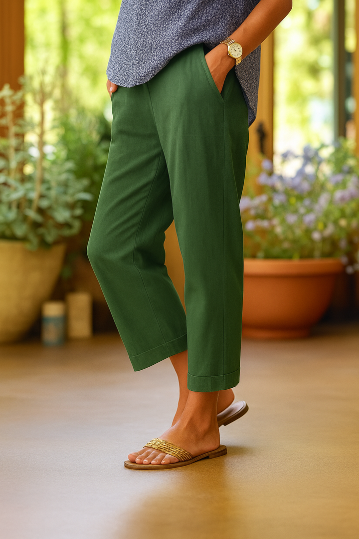 Women’s Linen Summer Trousers | Cropped
