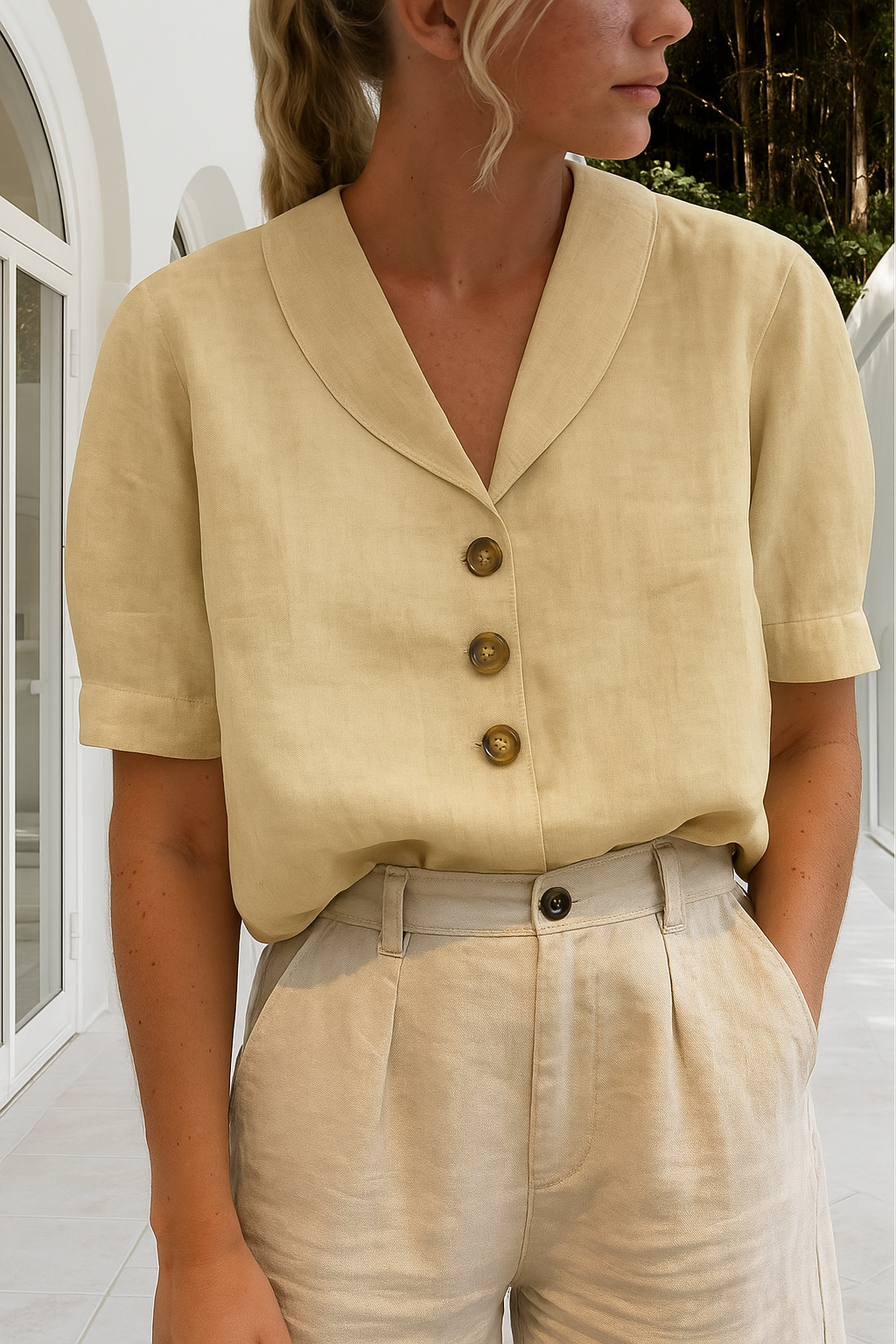 Elegant Button-Front Blouse for Women