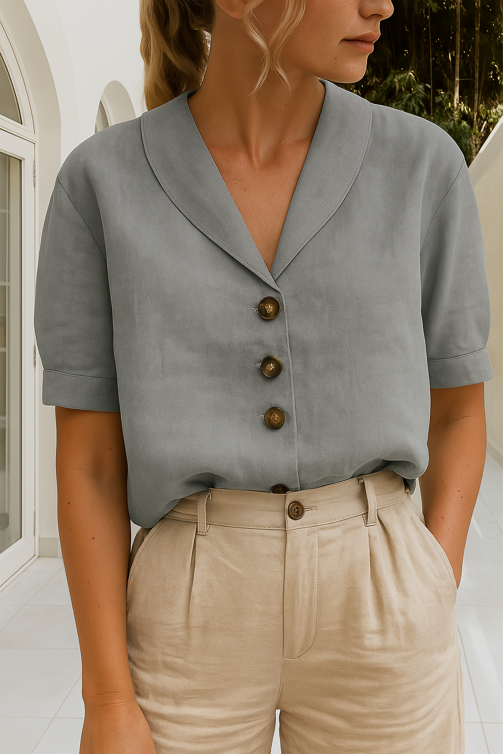 Elegant Button-Front Blouse for Women