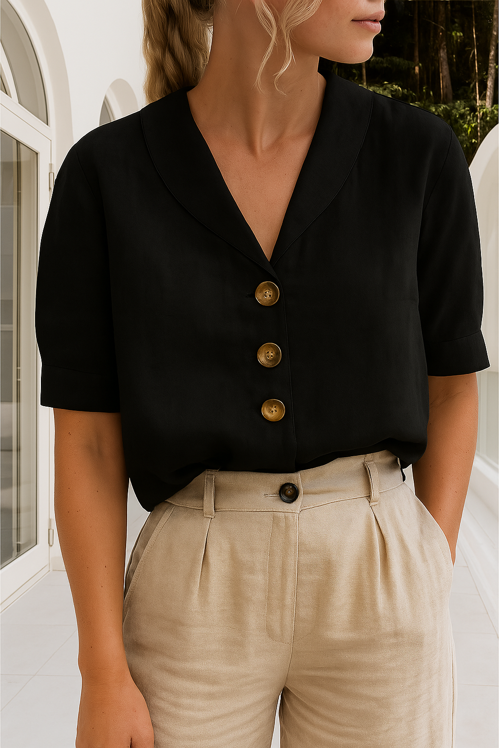 Elegant Button-Front Blouse for Women