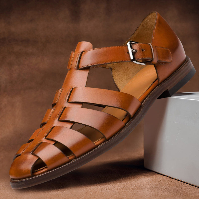 Men's Closed Toe Fisherman Leather Sandals