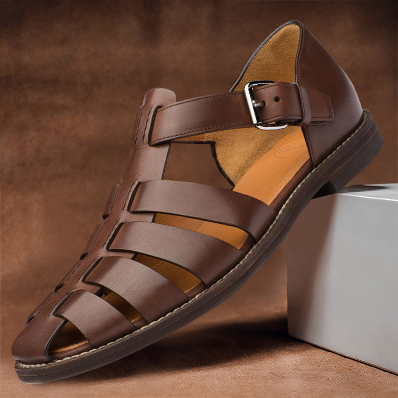 Men's Closed Toe Fisherman Leather Sandals