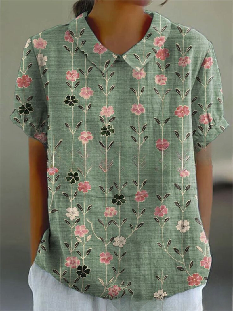 Floral Shirt | Women's Floral Short Sleeve Blouse
