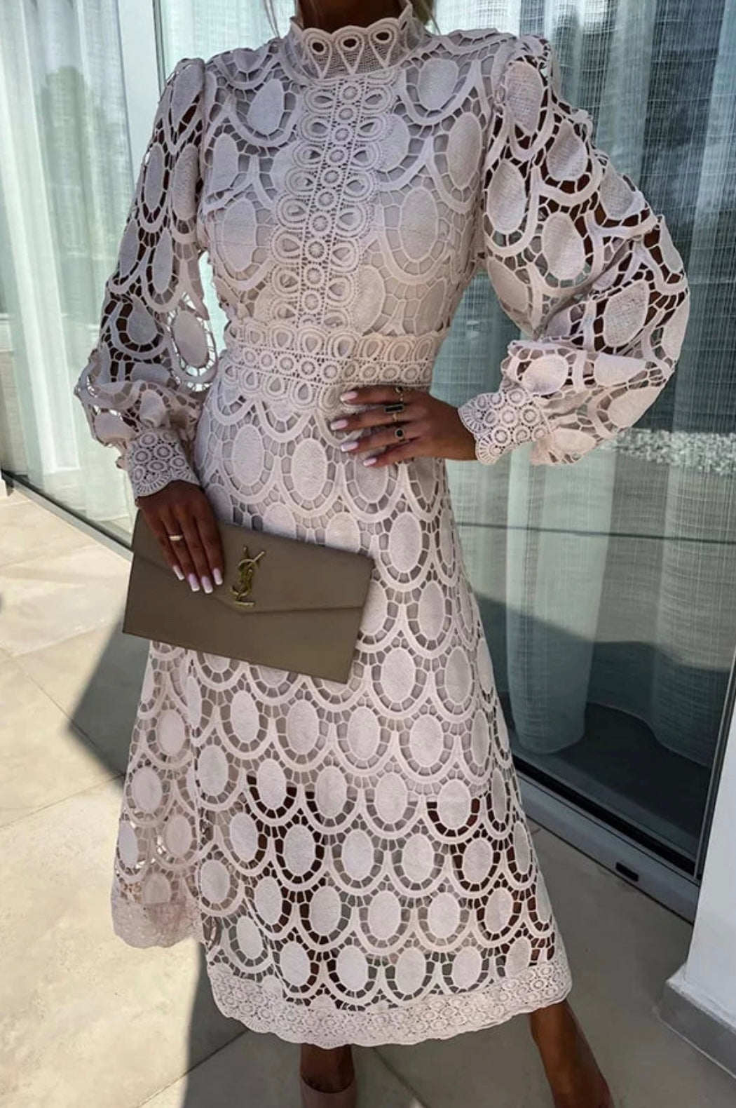 Women's Elegant Lace Midi Dress