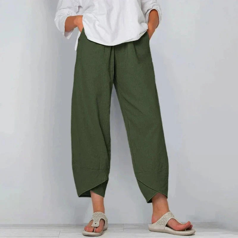 Linen Summer Pants | Women's Cropped Loose Fit