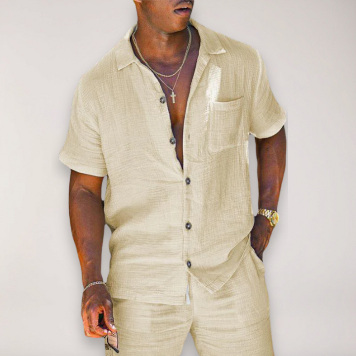 Men’s Short Sleeve Linen Two-Piece Set