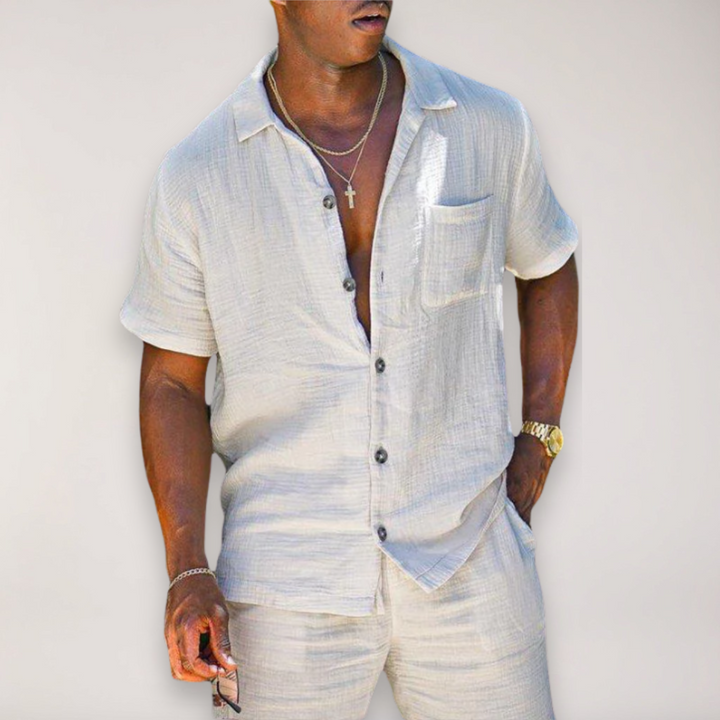 Men’s Short Sleeve Linen Two-Piece Set
