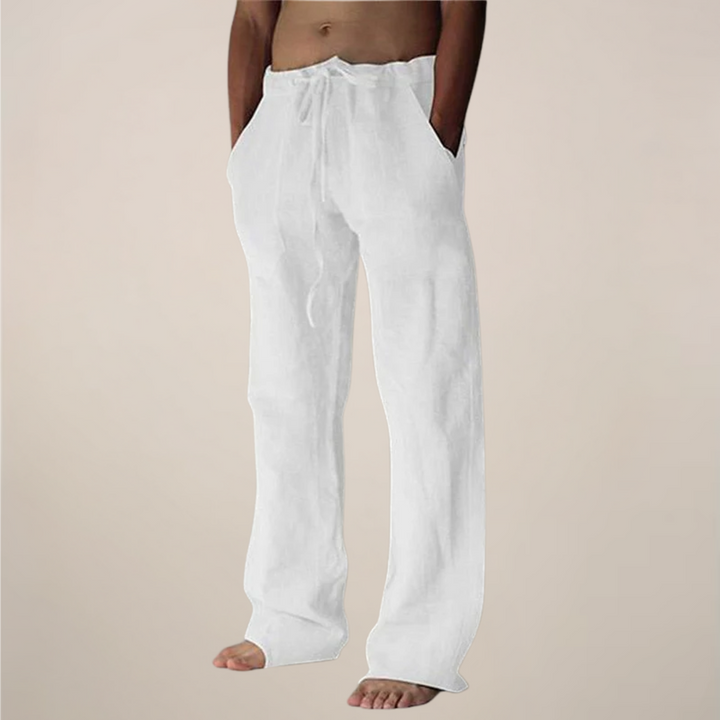 Men’s Linen Drawstring Wide-Leg Loose Trousers