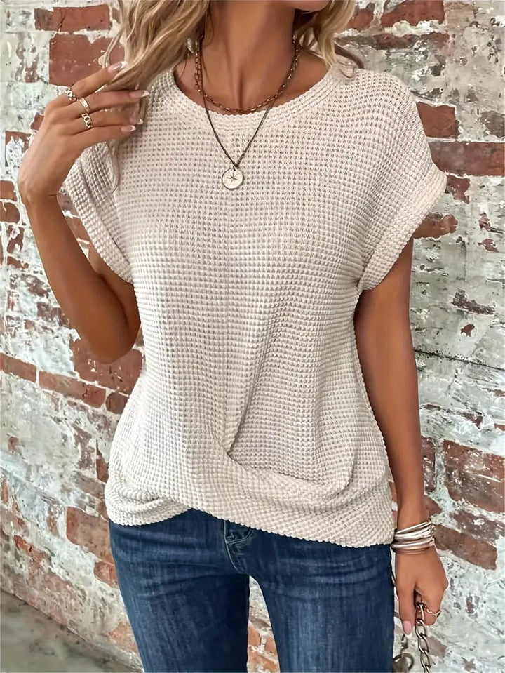 Women's Casual Tee | Waffle Twist Hem