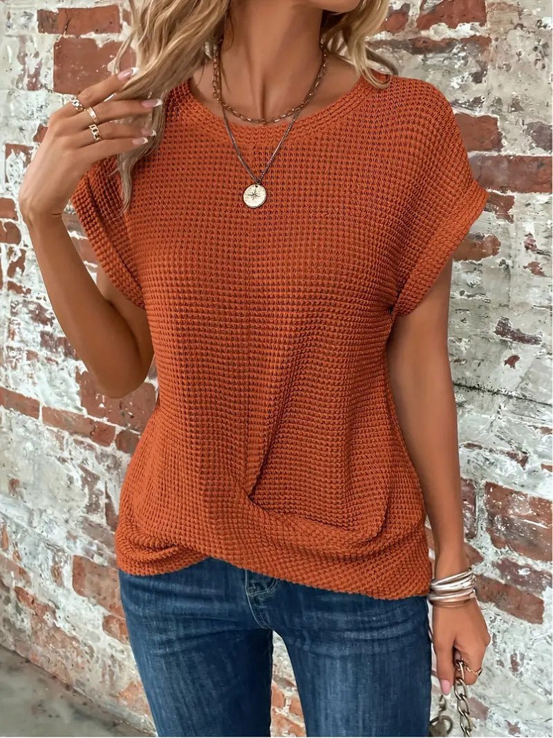 Women's Casual Tee | Waffle Twist Hem