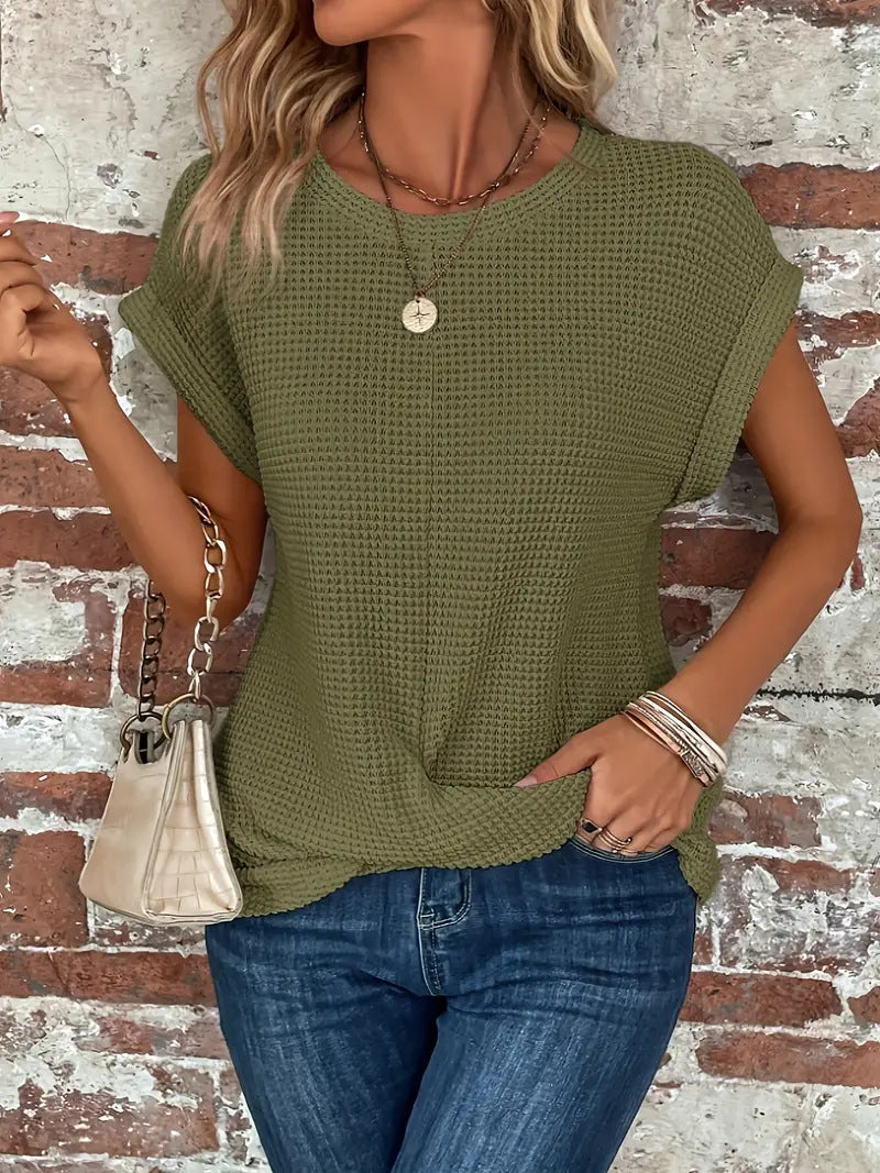 Women's Casual Tee | Waffle Twist Hem