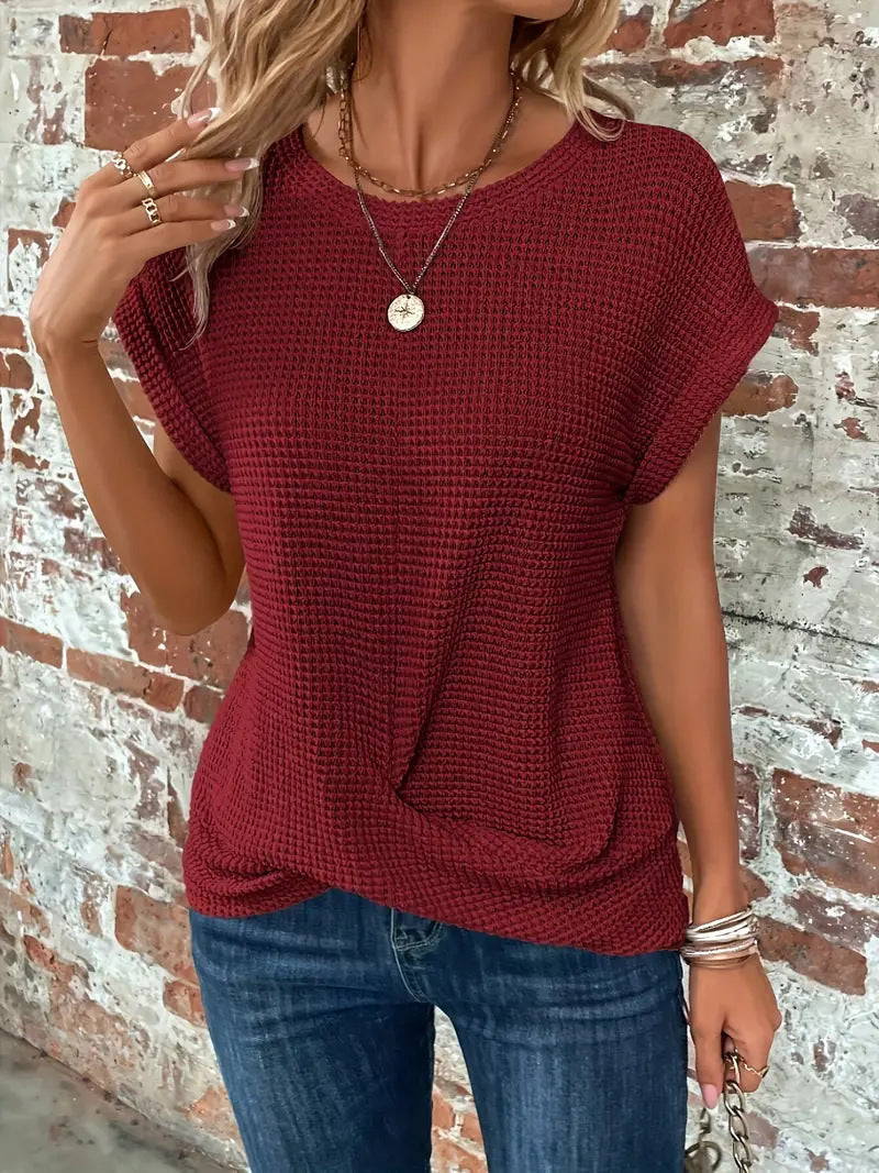 Women's Casual Tee | Waffle Twist Hem