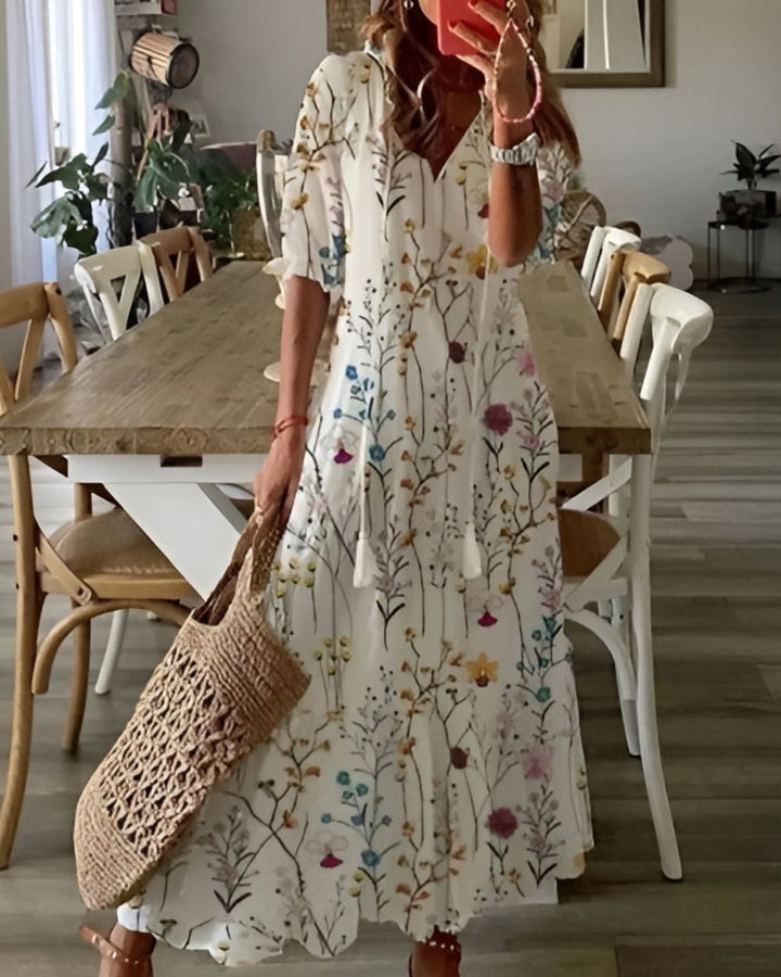 Boho Maxi Dress Women’s | V Neck Tassel