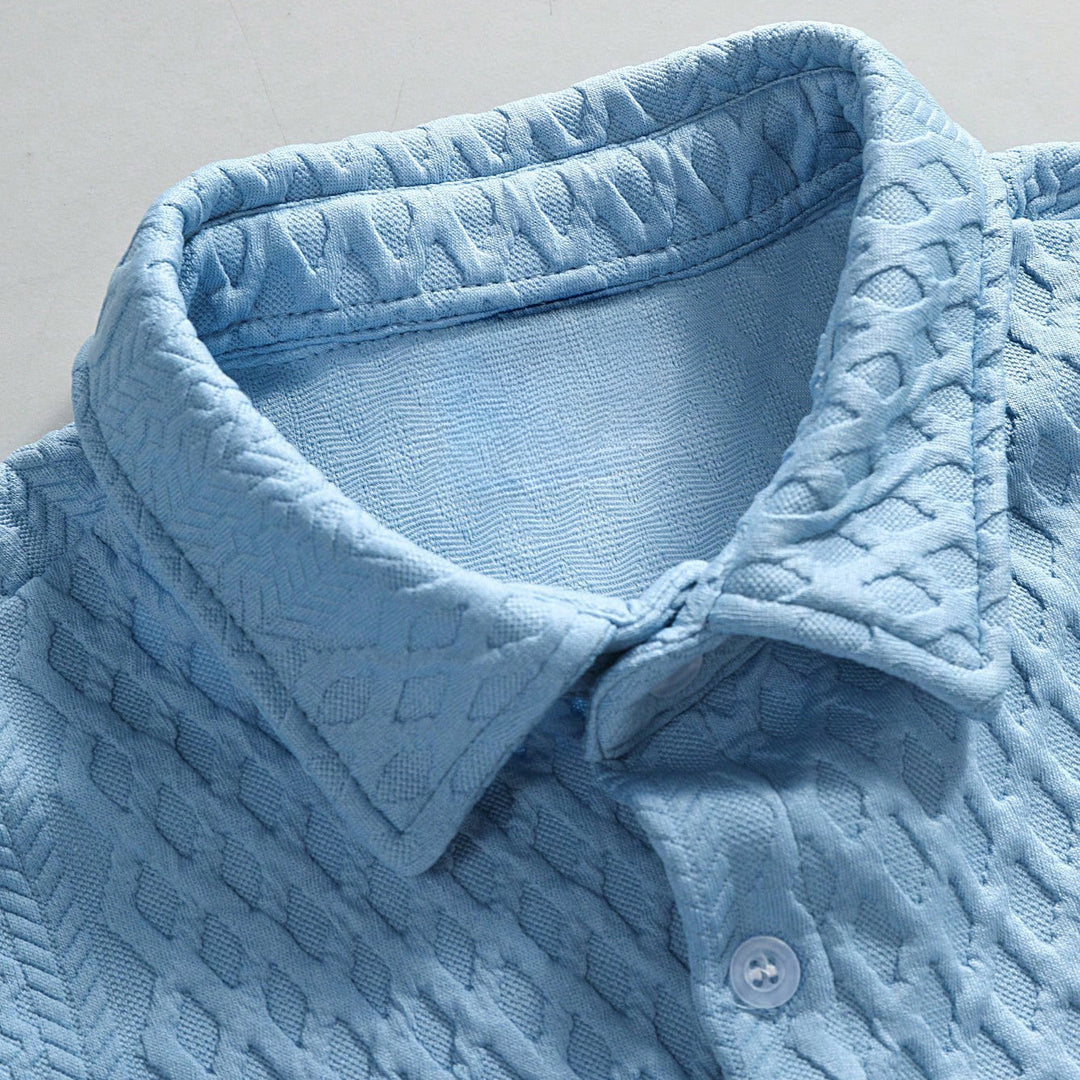 Men’s Short Sleeve Textured Two-Piece Set