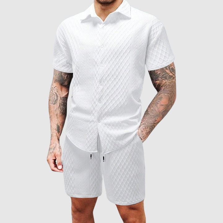 Men’s Short Sleeve Textured Two-Piece Set