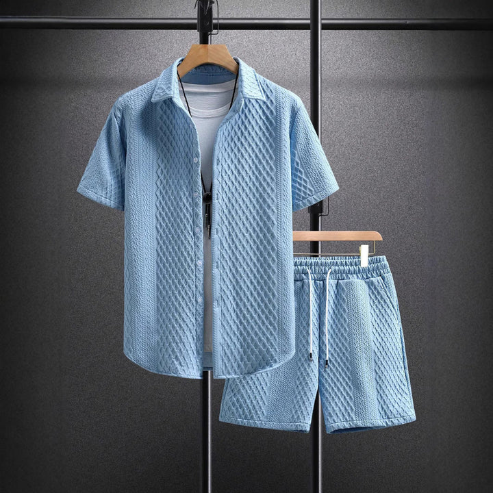 Men’s Short Sleeve Textured Two-Piece Set