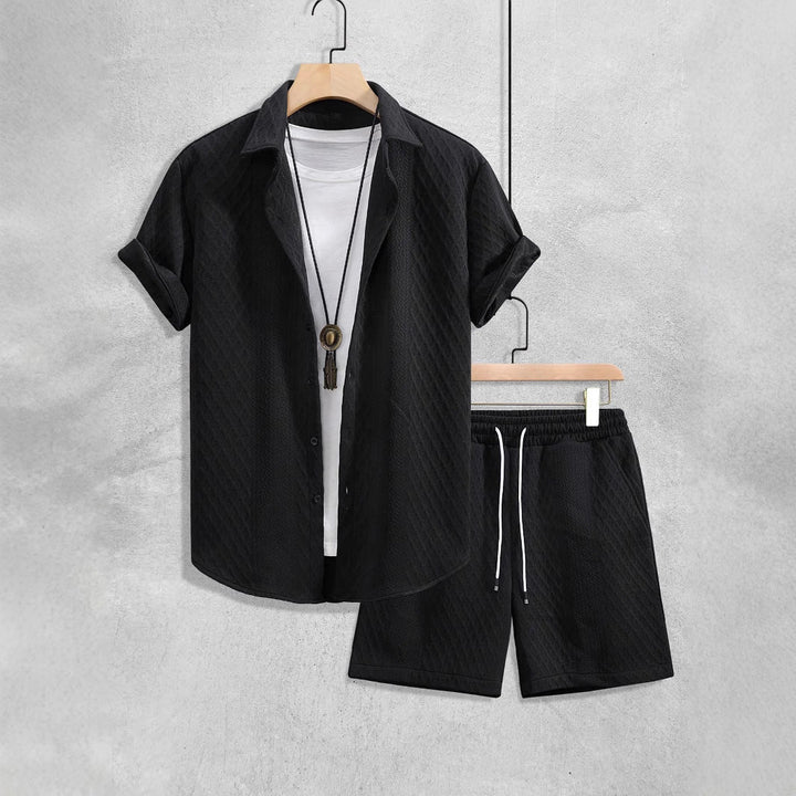 Men’s Short Sleeve Textured Two-Piece Set