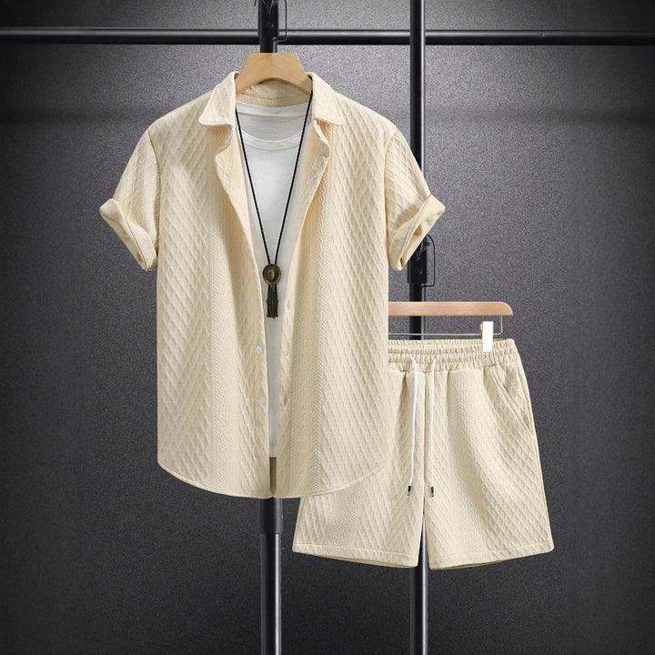 Men’s Short Sleeve Textured Two-Piece Set