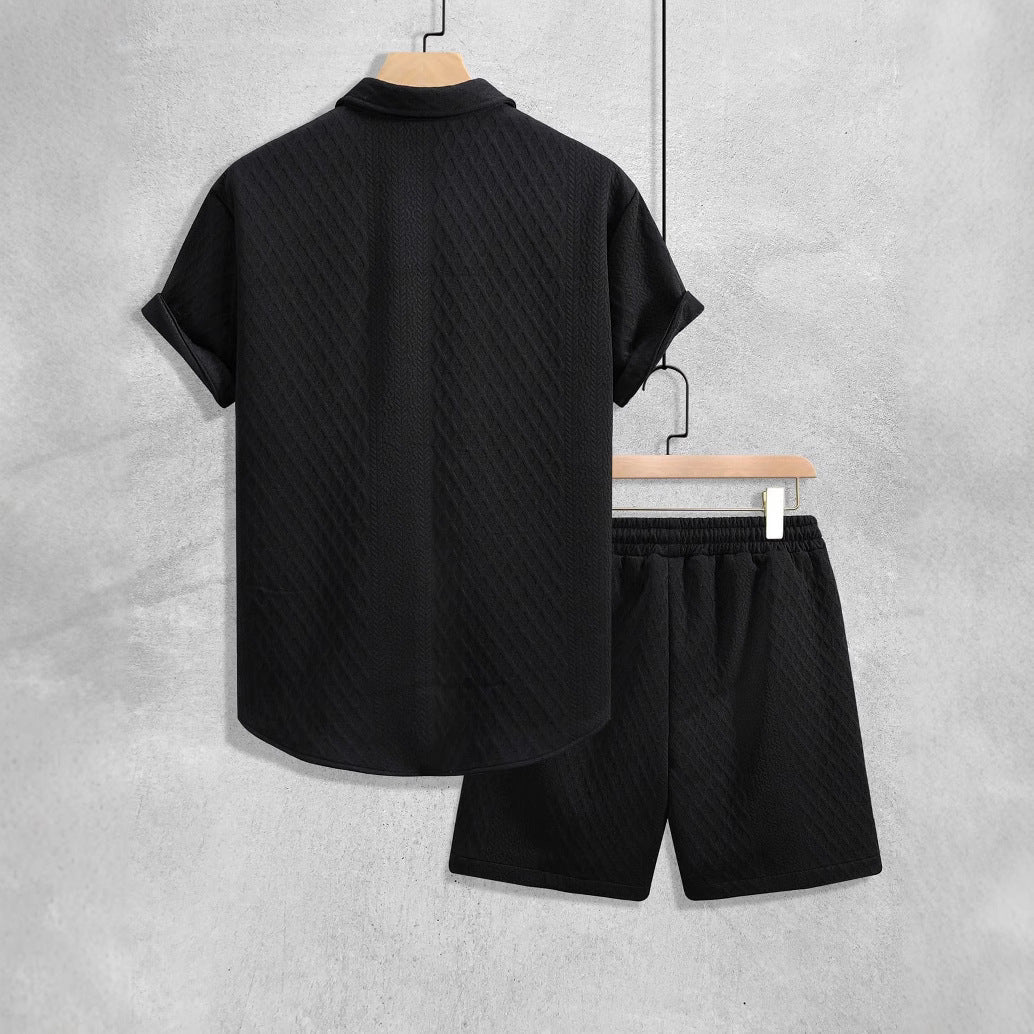 Men’s Short Sleeve Textured Two-Piece Set