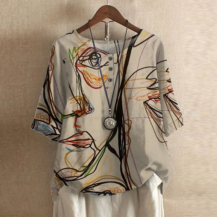 Women’s Retro Floral Blouse | Short Sleeve