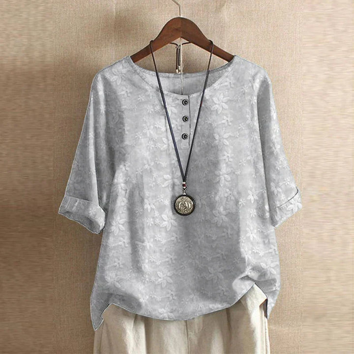 Women’s Retro Floral Blouse | Short Sleeve