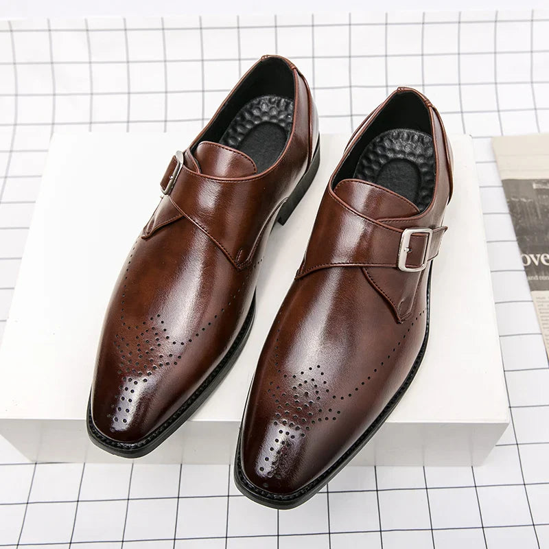 Men’s Monk Strap Brogue Dress Shoes