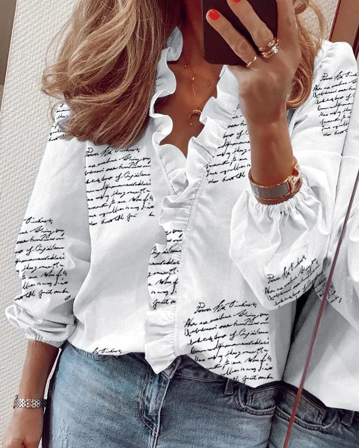 Women's Ruffles Long Sleeve Blouse