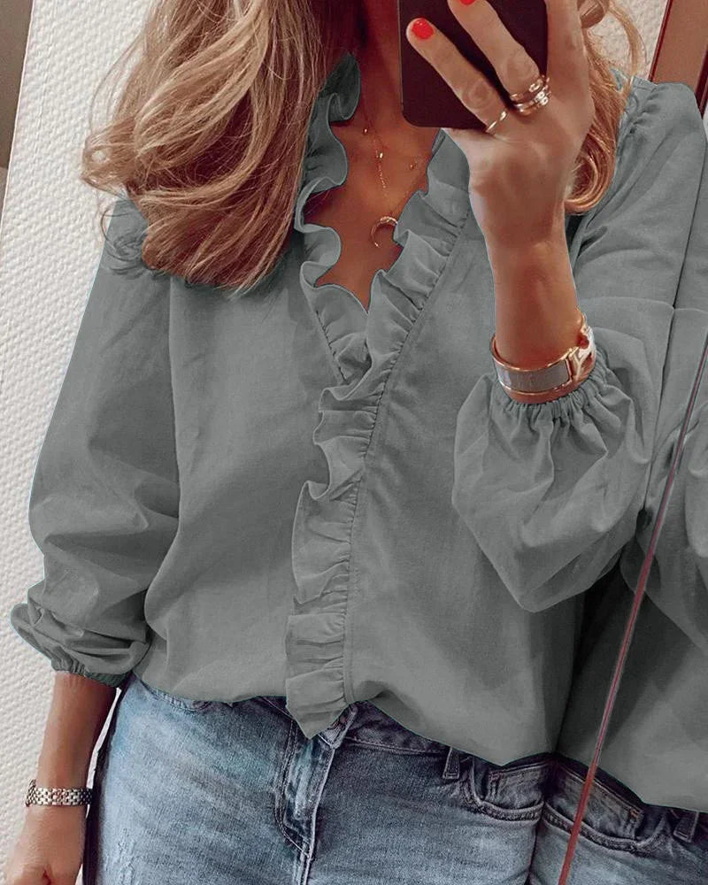 Women's Ruffles Long Sleeve Blouse