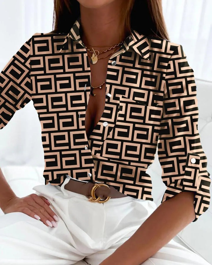 Women’s Elegant Abstract Print Blouse