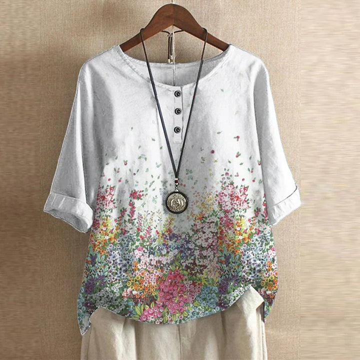 Women’s Retro Floral Blouse | Short Sleeve