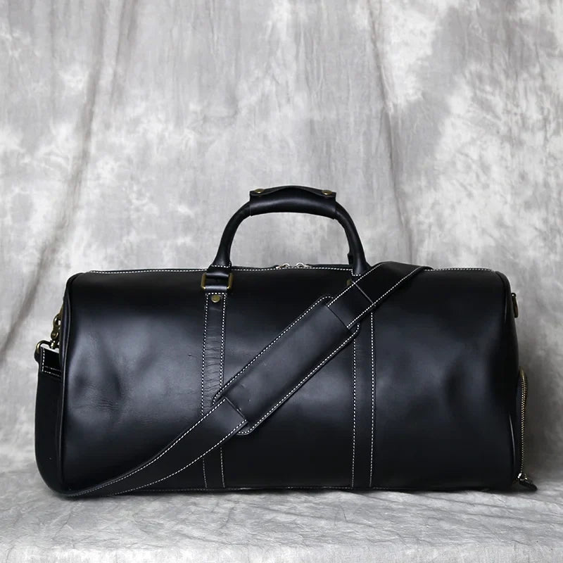 Classic Leather Duffel Travel Bag