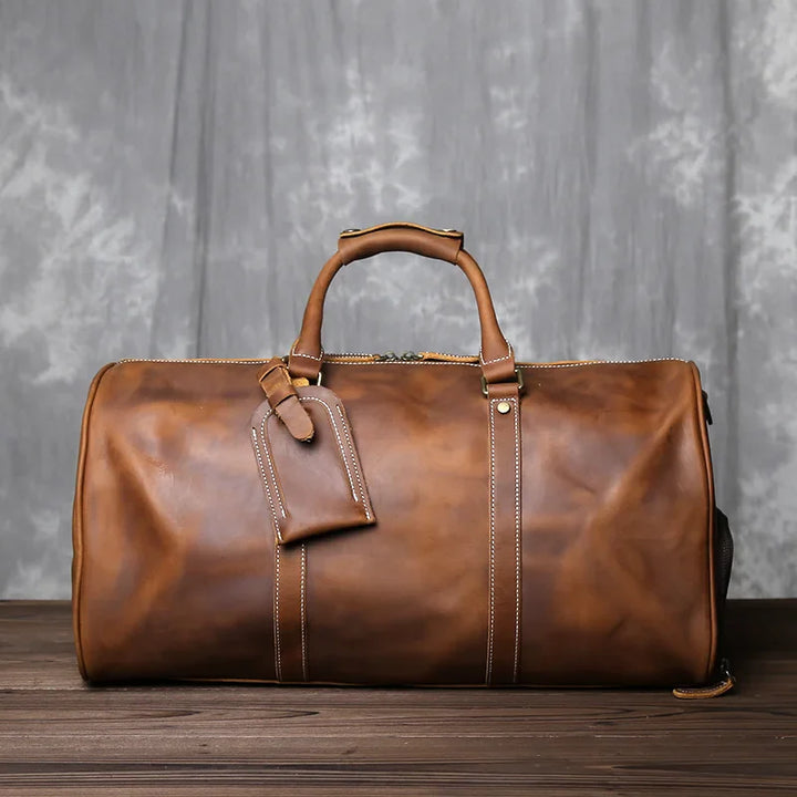 Classic Leather Duffel Travel Bag