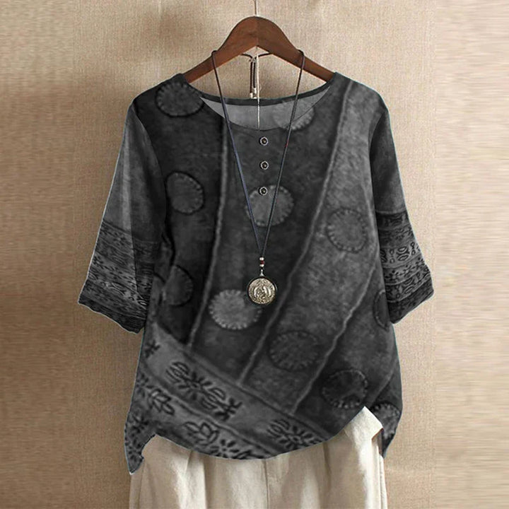 Women’s Retro Floral Blouse | Short Sleeve